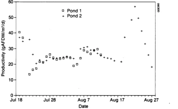 Figure 6. Productivity of Cyclotella cryptica in the Small-Scale System