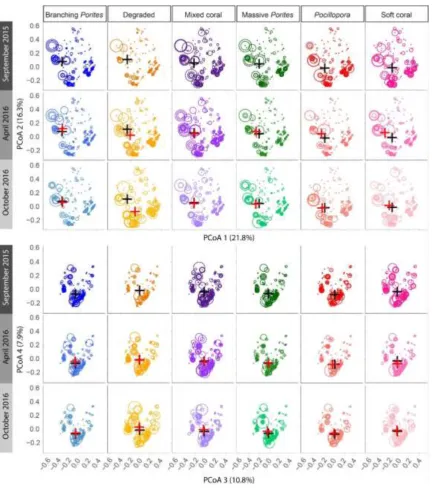 Fig. 3 Principal coordinates analyses (PCoA) of fish assemblage functional structure in habitats 