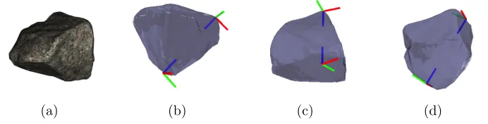 Figure 6.2: (a) A polyhedral rock model with 1,000 faces (courtesy: Malcolm Lam-bert, Intresto Pty Ltd.)