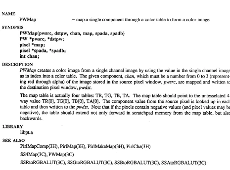 table and then written to the pwdst. Note that if the pixels contain negative values (and pixel values may be negative), the table should extend not only forward in scratchpad memory from the map table, but also backwards