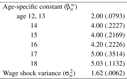 Table 8: Parameter estimates: child wage process