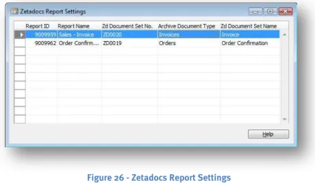 Figure 26 - Zetadocs Report Settings 