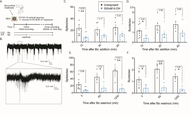 Figure  3-2.  Chronic  6-OH-BDE-47  exposure  impairs  evoked  synaptic  activity.  Multiple  stimulus  paradigms  were  used  to  assess  the  effects  of  chronic  6-OH  exposure  on  evoked  electrical activity