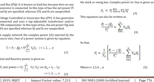 Fig -1: Input and Output data of load flow 