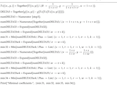 Table 2: Mathematica code needed to do the calculations in Claim 4 when g ≤ b. The functions g, f and Tare deﬁned as before �not shown�