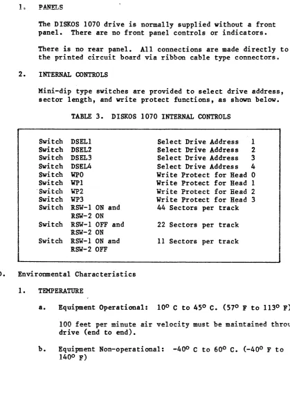 TABLE 3. DISKOS 1070 INTERNAL CONTROLS 