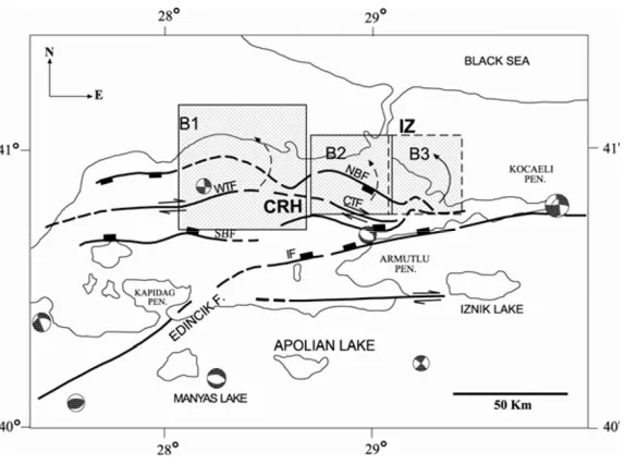 Fig. 10. (a) Aeromagnetic anomalies of region B3 shown in Fig. 3. (b) Contour map of the correlation coefﬁcient (r) for the estimated magnetizationangles of declination and inclination