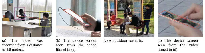Fig. 1. Examples of scenarios in which a mobile phone camera is used to film the unlocking process