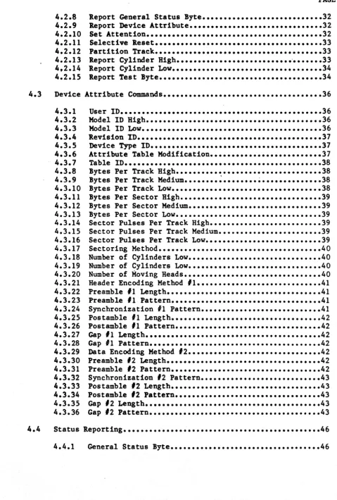 Table ID •••••••••••••••••••••••••••••••••••••••••••••• 38 Bytes Per Track Bigh •••••••••••••••••••••••••••••••••• 38 Bytes Per Track Medium •••••••• ~ •••••••• ~ •••••••••••••• 38 
