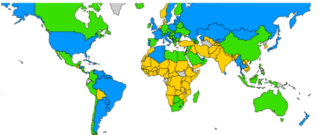 Fig. 1. World countries grouped by literacy rate.