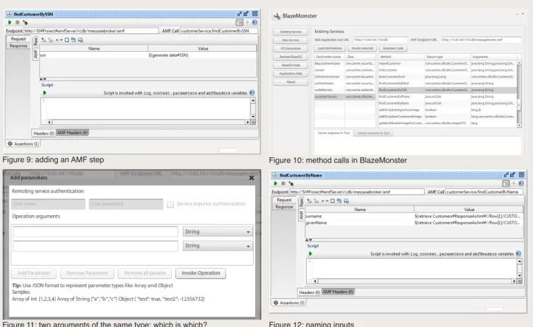 Figure 9: adding an AMF step Figure 10: method calls in BlazeMonster