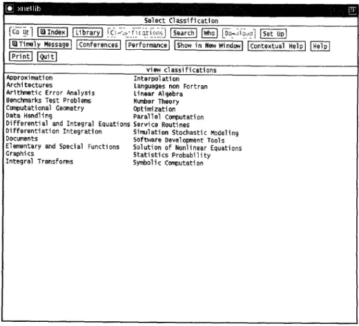 Fig. 4. Classifications menu.