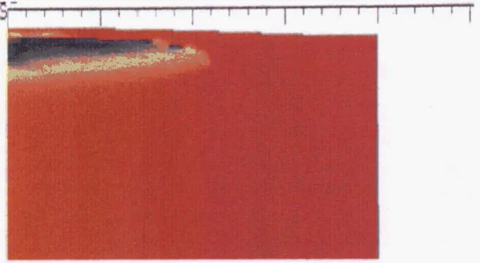 FIGURE 2. HMX Fraction Reacted Contours at l(M2 p for 0.6 pm M a m w  Hog Spots impacted at an initial velocity of 0.18 mm/p 