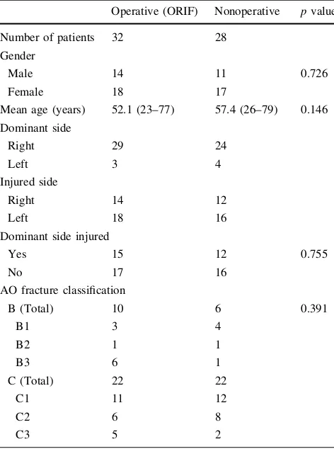 Table 1 Patient demographics and injury characteristics