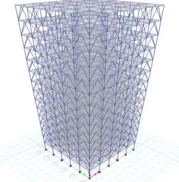 Figure 5:- 3D View of Building with Inverted V- Bracing. 