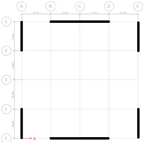 Fig -5: Model with bracing at first and fourth bay in X-direction and second and third bay in Y-direction (Model 4) 