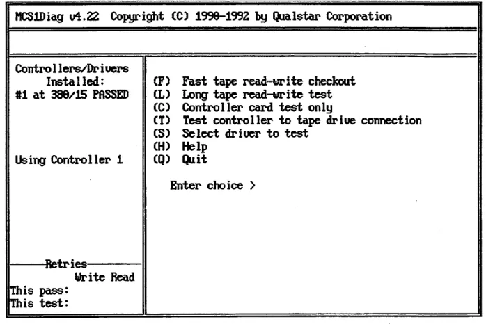 Figure 2-2 MCS1 DIAG Main Screen (driver correctly installed) 