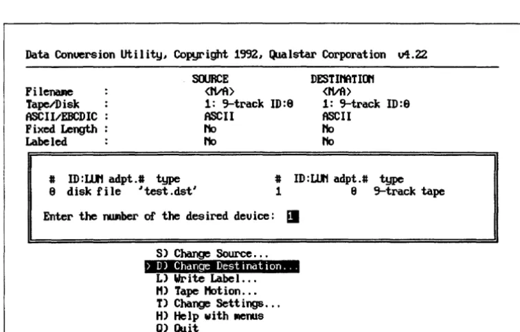 Figure 11-3 TCONVERT Drive Selection Pop-Up 