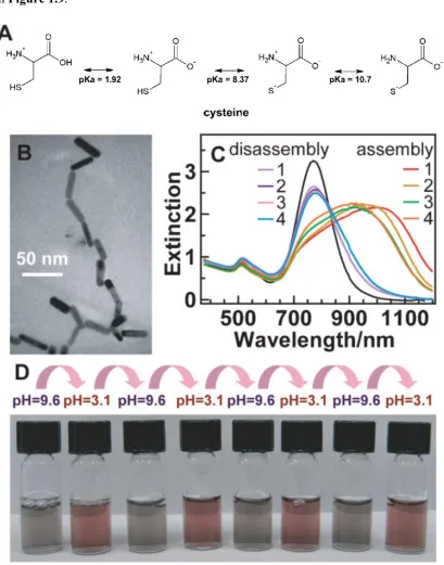 Figure 1.9 a. Cysteine charge group changes as pH is changed. b. SEM image of gold 