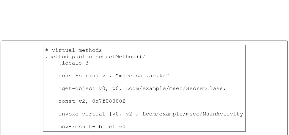 Fig. 17 Smali code disassembled from the second new.apk file