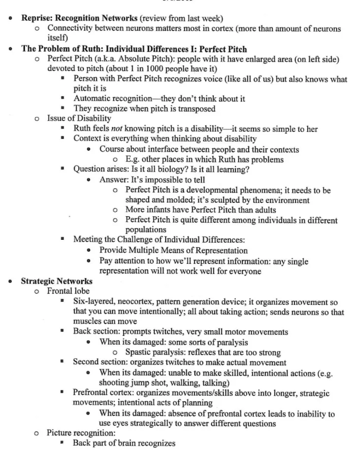 Figure 2.  Example of student notes displaying notetaking with a traditional typed outline and bullet-point      style.