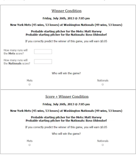 Figure 1. Example of the Winner and Score + Winner conditions (Experiment 4). 