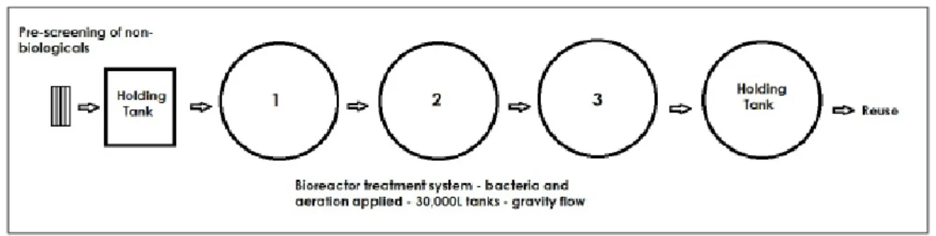 Figure 1:  Typical layout schematic of the proposed three tank Bioreactor 