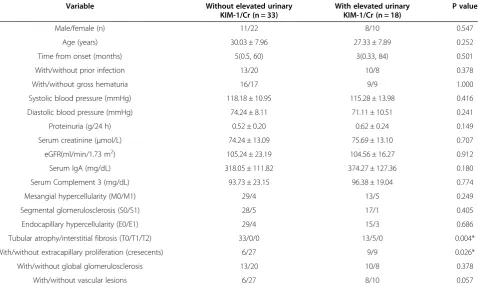 Table 3 Comparison of the EMST scores in patients with proteinuria 0.5 ~ 1.0 g/24 h
