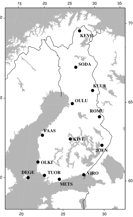 Fig. 1. The FinnRef network of permanent GPS stations.