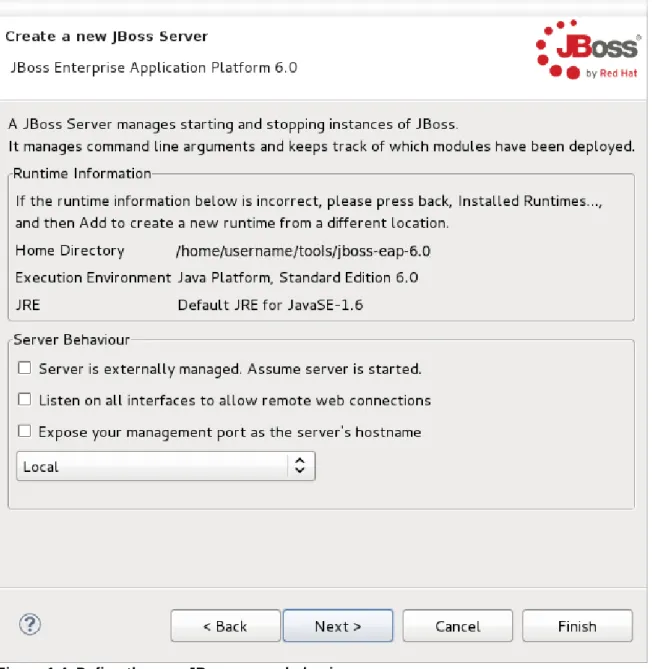 Figure 1.4. Define the new JBoss server behavior