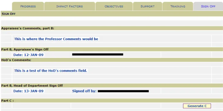 fig 1.22 dean’s view of sign off page showing ‘Generate C’ button