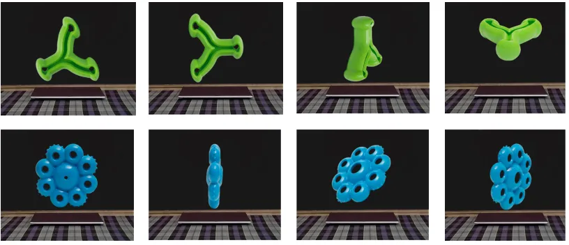 Figure 3.1: Novel objects presented to the infants in four different angles to keep the 