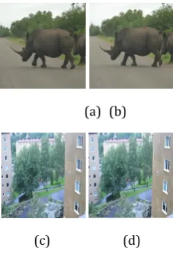 Fig 7: Marked video frames for the secret image Lena (a)-(b) frames 1 and 3 for video 1 (c)-(d) frames 1 and 3 for video 2 