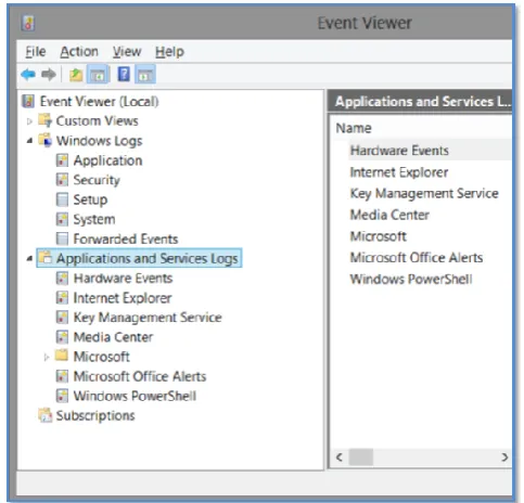 Fig 1: Application Event Viewer 