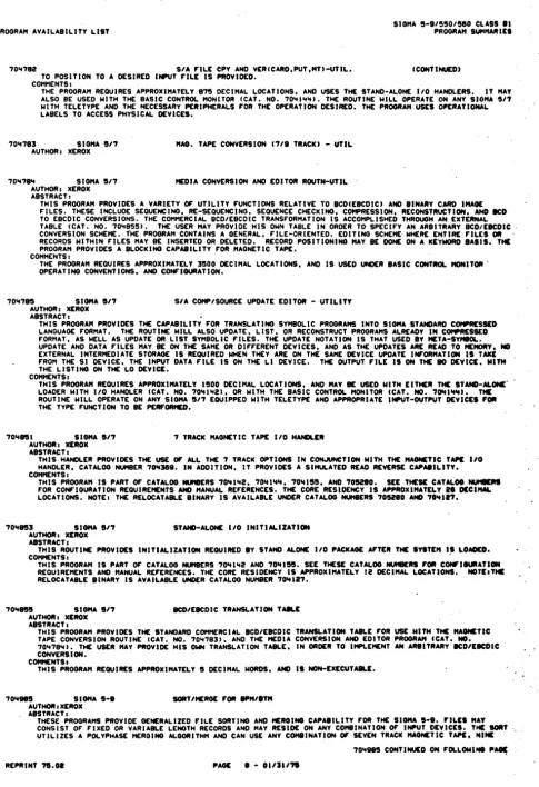 TABLE (CAT. CONVERSION RECORDS NO. 70~855). THE USER MAY PROVIDE HIS OWN TABLE IN ORDER TO SPECIFY AN ARBITRARY BCD/EBCDIC SCHEHE