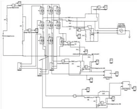 Fig. no 12 shows simulation diagram for integrated system. In this diagram we have used DC source with 350v