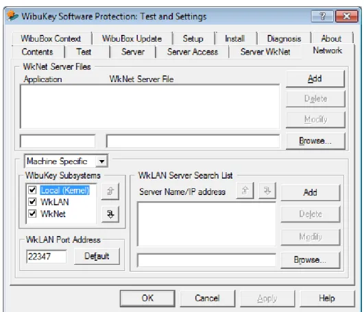 Figure 3.2  WibuKey Control Applet Network Page 