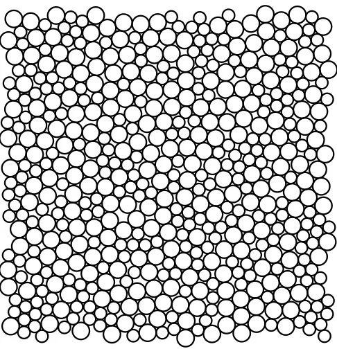 Figure 1.5: Jammed packing. Here we show a jammed packing of 512 bidisperse particles with asize ratio of 1:1.4