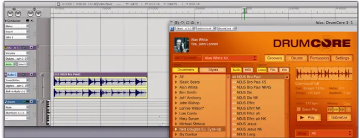 Figure 2.  Result of drag and drop from DrumCore to Digital Performer