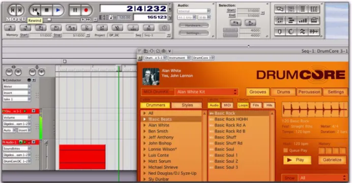Figure 7.  Recording the main audio output of DrumCore in Digital Performer