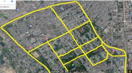 Fig – 1: Map showing the full street view where total field survey has done (Source: GoogleMap) 