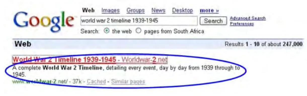 FIGURE 2.12: Appearance of description meta-tag in search engine results (Source: Own  source)