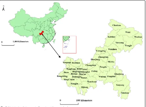 Fig. 1 Administrative division map in Chongqing at the county level