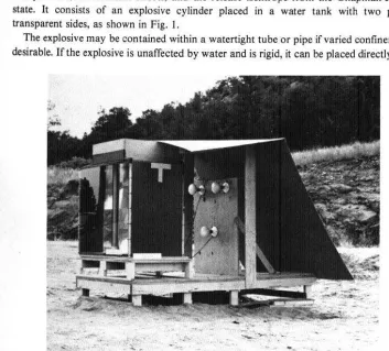 Fig. 1. Water tank containing explosive column. 