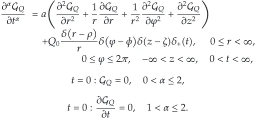 Figure 9: Dependence of nondimensional fundamental solution GQ�r, ϕ, z, ρ, φ, ζ, t� on the radialcoordinate r for φ � 0, ζ � 0, z � 0, ϕ � 0, and κ � 0.5.