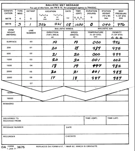 Figure 4-18.  Example of completed first seven lines for DA Form 3675.