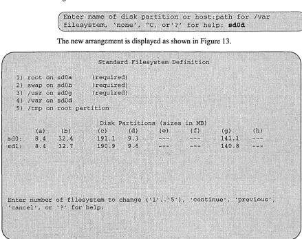 Figure 13. Modified Standard Filesystem Definition Menu 