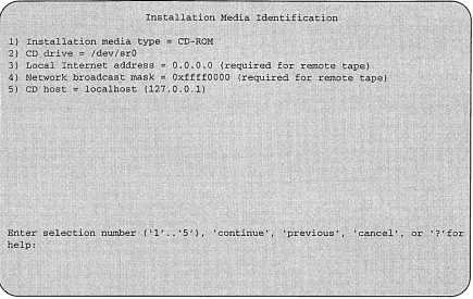 Figure 15. Installation Media Identification Menu - Local CD-ROM 