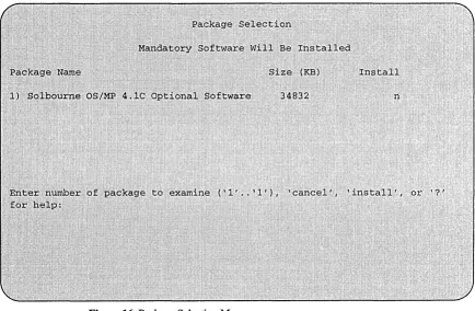 Figure 16. Package Selection Menu 