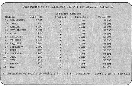 Figure 17. Package Selection Customization Menu 